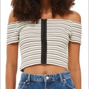 Topshop Cream Off Shoulder Corset Crop Top